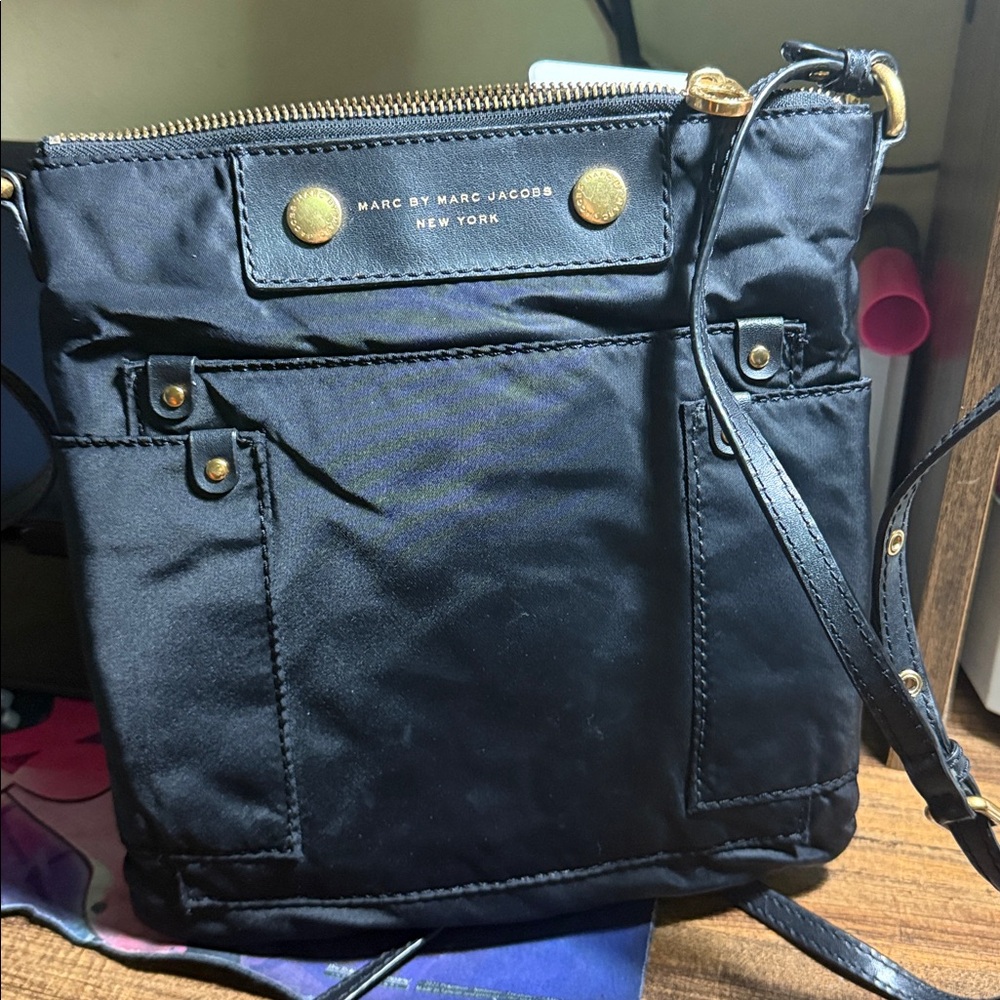 Marc by Marc Jacobs Navy Crossbody Bag with Gold Accents